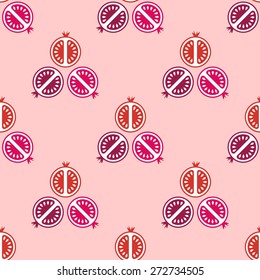 seamless pattern of red, burgundy, pink pomegranate on a beautiful background