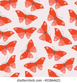 seamless pattern with red butterflies