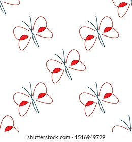 Seamless pattern with red butterfly(texture 5).
