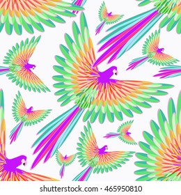 seamless pattern red Caribbean parrot flying vector illustration