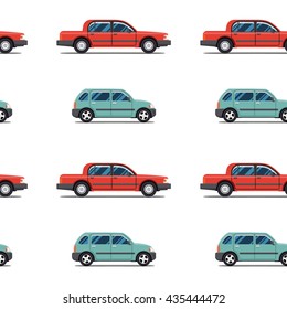 seamless pattern of red cars Limo sedans