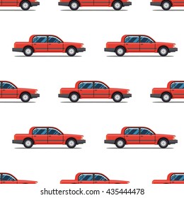 seamless pattern of red cars Limo sedans