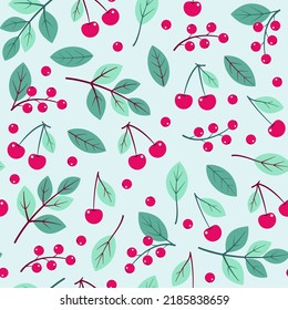 seamless pattern with red cherries and currants