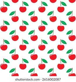 Seamless pattern with red cherries on a white background illustration