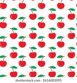 Seamless pattern with red cherries on a white background illustration