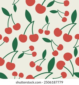 Seamless pattern with red cherry	