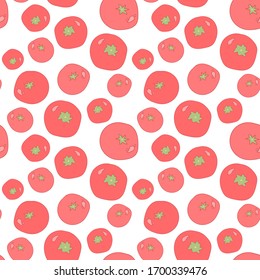 seamless pattern with red cherry tomatoes on a white background. Modern abstract design for paper, cover, fabric, interior decor