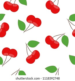 Seamless pattern with a red cherry. Vector illustration