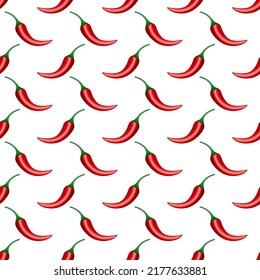 Seamless pattern of a red chili pepper