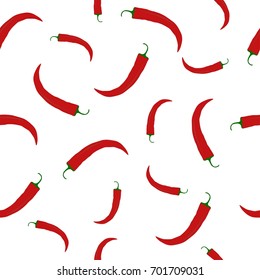Seamless pattern of red chili pepper. Template design for restaurant, food, wrapping, farm market products. Can use for wallpapers, web page backgrounds, surface textures, textile fabric print. Vector