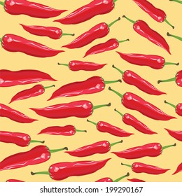 seamless pattern with red chili peppers - Illustration