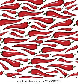 seamless pattern with red chili peppers - Illustration