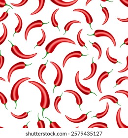 Seamless pattern of a red chili peppers