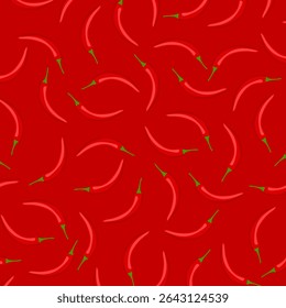 Seamless pattern with red chili peppers. Spicy food. Red hot chili peppers