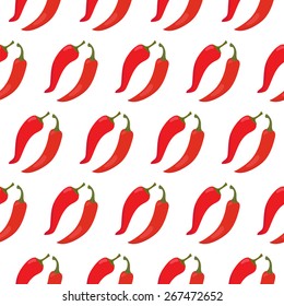 Seamless pattern with red chili peppers. Vector illustration