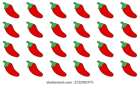Nahtloses Muster aus roten Chilischoten. Rote Chilischoten nahtloses Muster in handgezeichnetem Stil. Süße rote Chilischoten.