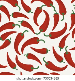 Seamless pattern of red chili peppers for kitchens, restaurants.
