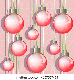 Seamless pattern of red Christmas balls. Vector illustration.