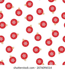 Seamless pattern with red christmas balls. Vector illustration