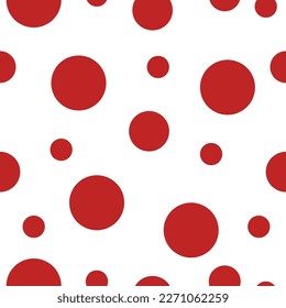 Seamless pattern red circles of different sizes, on a white background. Can be used for packaging,wallpaper,textile,background.