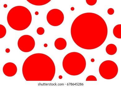Seamless pattern of red circles of different sizes. Vector abstract background