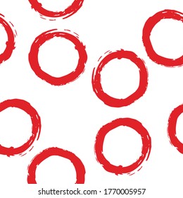 Seamless pattern with red circles on white background. Vector design for textile, backgrounds, clothes, wrapping paper, web sites and wallpaper. Fashion illustration seamless pattern.