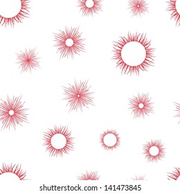 seamless pattern of red circles, suns, vector illustration