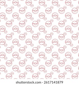 Seamless Pattern of Red Circular Designs on White Background