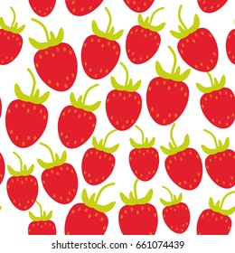 Seamless pattern red color strawberries on white background. Vector illustration