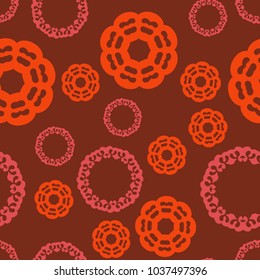 Seamless pattern In red Color. Vintage decorative elements spreaded around tile randomly. Hand drawn background. Islamic, Arabian, Persian, Indian, Ottoman motifs. Good for printing on fabric or paper
