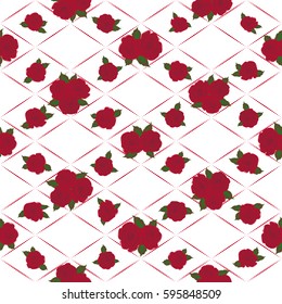 Seamless pattern in red colors on a white background. Cute vector Floral pattern in the small flower.