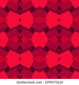 Seamless pattern in red colors with an ornament in origami style. Vector illustration