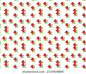 Seamless pattern with red colour hand-drawn flower