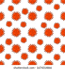 Seamless pattern in red of Coronavirus 2019-nCoV COVID-19 on white background. Coronavirus epidemic pattern