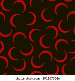 patrón transparente de lunas de media luna roja sobre fondo oscuro para tejidos y tapicería