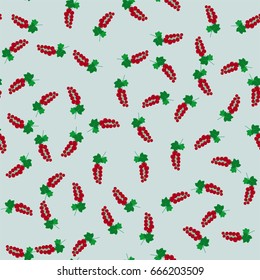 Seamless pattern from a red currant on a blue background./