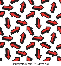 Seamless pattern with a red cursor on a white background.Vector illustration