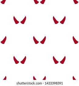 Seamless pattern with red devil horns on white background. Cartoon style. Vector illustration for design, web, wrapping paper, fabric, wallpaper.