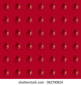 Seamless pattern with red drops of water. Background image for a donation, blood,  medicine. Abstract background.