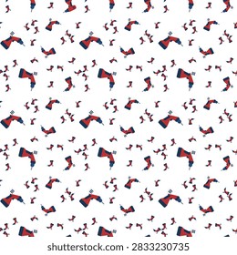 Seamless pattern of red electric cordless drills isolated on transparent background for DIY concept