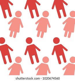 seamless pattern red female and man characters