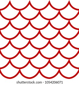 Seamless pattern red fish scale texture on white background cartoon style vector illustration