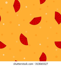 Seamless pattern with red flamenco fans