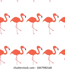Seamless pattern with red flamingo. Animal print. 