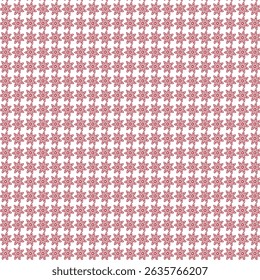 Seamless Pattern of Red Floral Star Shapes on White Background, or  A repeating pattern of stylized, red floral star shapes on a white background.