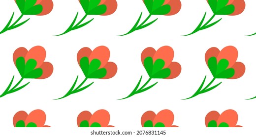 Seamless pattern with red flower, floral pattern on a white background, textile design and packaging vector illustration