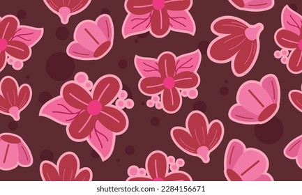 Seamless pattern, red flower on red background