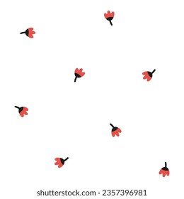 Seamless pattern with red flowers