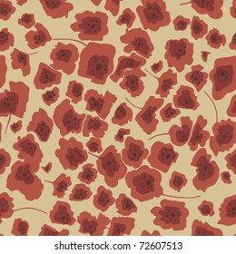 Seamless pattern with red flowers