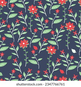 seamless pattern with red flowers .colourful Floral seamless pattern